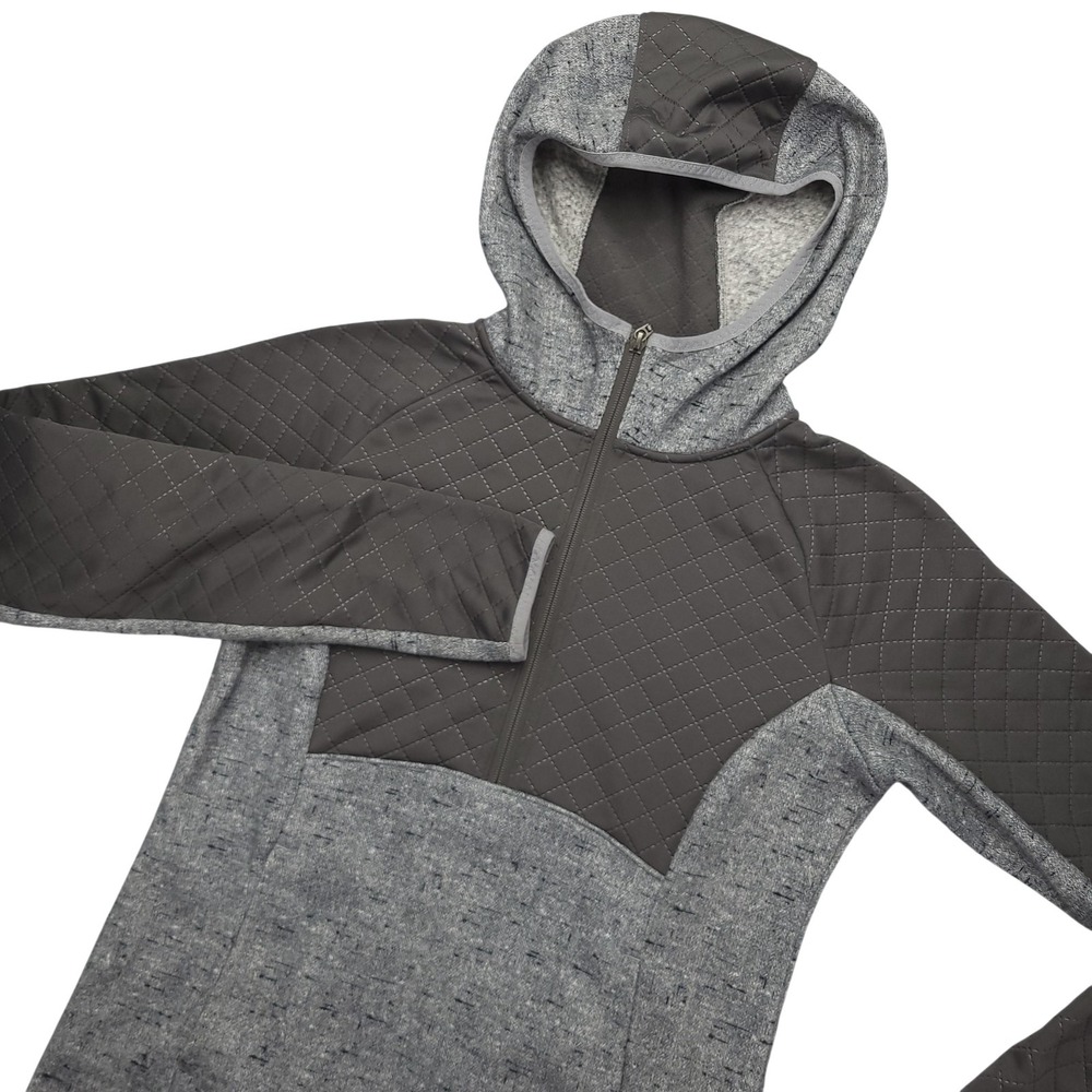 The North Face Hoodie Womens M Gray 1/2 Zip Quilted Fleece Long Sleeve Top